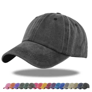 Washed Cotton Baseball Cap For Men Women Vintage Solid Color Distressed Adjustable Sun Hat Dad Hat Outdoor Casual Headwear
