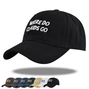 Where Do Clouds Go Letter Embroidered Cotton Baseball Cap Adjustable Casual Sun Hat For Men Women Sport Fashion Hat