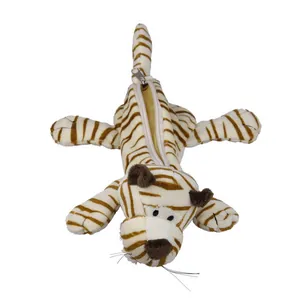 Süßes Plüsch-Tiger-Mäppchen mit weiß-braunen Streifen und Reißverschlussöffnung