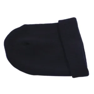 Classic dark blue ribbed knit winter beanie hat with ear flaps for men and women