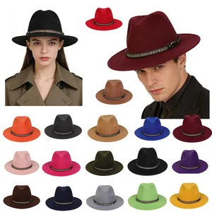 Vintage Wide Brim Fedora Hat Women Men Cotton Blend Ethnic Band Jazz Hat Sun Protection Western Cowboy Style Outdoor Hat