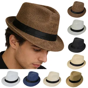 Chapeau Fedora Classique en Paille de Papier pour Hommes Femmes Enfants Protection Solaire Été Respirant Chapeau de Jazz de Plage