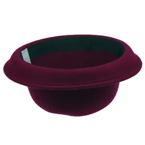 Detailed macro view of 100% wool felt fedora interior with black sweatband and label