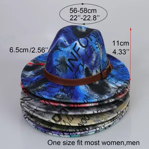 Detailed size chart showing fedora hat dimensions with head circumference 56-58cm