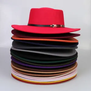 Stack of colorful felt fedora hats showing a variety of 14 vibrant color options