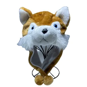 Cappello lupo grigio in peluche per Halloween con orecchie carine e nappe lunghe