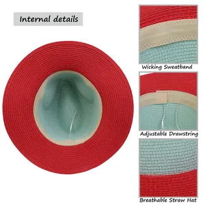 Panama straw hat with internal wicking sweatband and adjustable drawstring feature