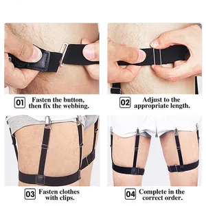 Guida passo dopo passo che mostra reggicamicie elastici neri con clip in metallo
