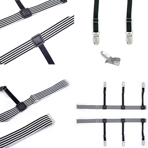 Dettagli delle clip in metallo regolabili e delle cinghie elastiche del ferma camicia