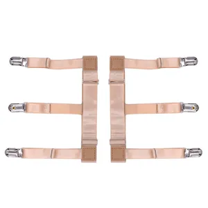 Reggicalze elastiche per camicia color nudo con clip in metallo antiscivolo per uomo e donna