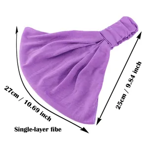Fascia per capelli viola larga per yoga in tessuto elastico con design a pieghe