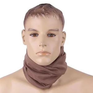 Detailed texture of seamless brown cycling neck gaiter in breathable cooling ice silk fabric