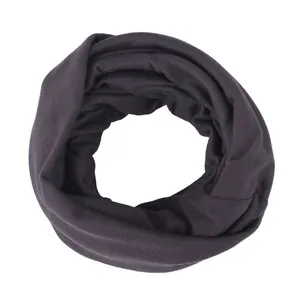 Detailed texture of seamless dark grey neck gaiter made of breathable ice silk fabric