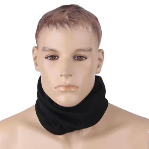 Close-up of black seamless neck gaiter with breathable ice silk fabric on a head model