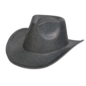 Detailed view of the dark snakeskin texture and metallic finish on the cowboy hat