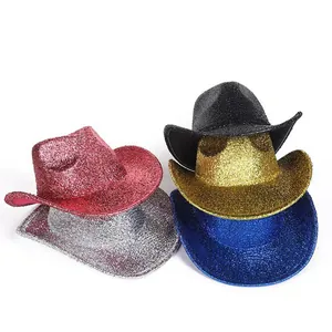 Chapeaux de cowboy à paillettes en rouge rose argent noir doré et bleu lot