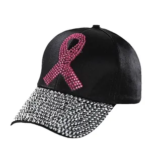 Modieuze zwarte baseballpet met roze strass-strik en zilveren glitterende klep