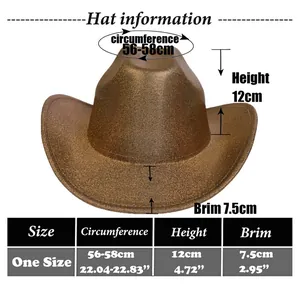Detailed size guide for dark grey jazz fedora hat with brim and height measurements