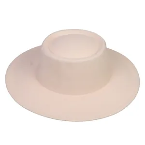Cappello fedora in lana beige a tesa larga con cupola piatta e cuciture per donna