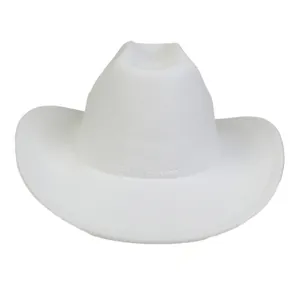 Classic white wide brim wool felt cowboy hat with structured crown and curved edges