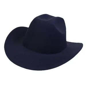Classic navy blue wide brim felt cowboy hat with a minimalist vintage silhouette
