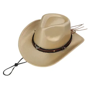 Detail of western cowboy hat featuring golden metallic texture and silver ox head pendant