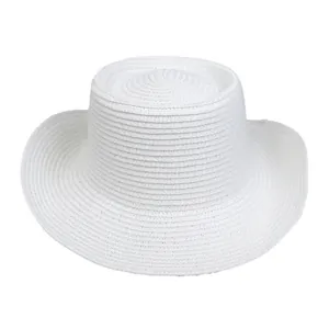 Sombrero de sol Panamá blanco clásico con ala ancha para protección de la playa