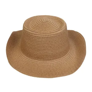 Sombrero de sol Panama vintage de paja trenzada con ala ancha para ir a la playa