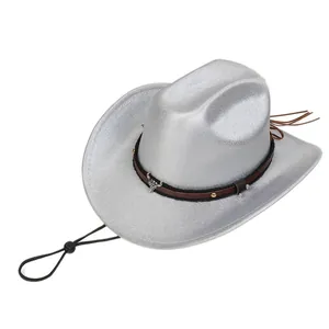 Silver glitter cowboy hat detail featuring bull head emblem, studs and leather fringe strap