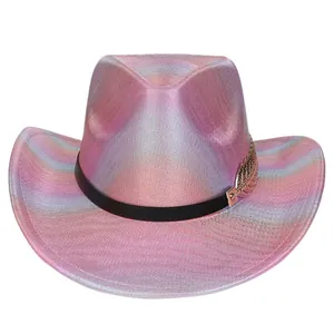 Cappello da cowboy iridescente a falda larga per Halloween e feste di carnevale