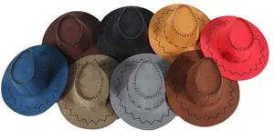 Detailed collection of western cowboy hats in multiple colors with cross-stitch design