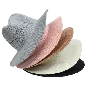 Summer hollow breathable woven sun hats for men and women in five stylish color options