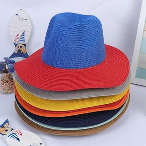 Panama Style Fedora Straw Hat For Women Men Summer Beach Wide Brim Foldable Sun Protection Straw Hat Holiday Wear Accessories