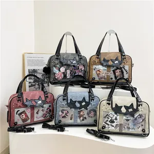 Japanese style clear ita bags with star patches in five colors for anime pins display
