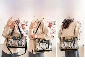 Brown ita bag detail showing versatile hand-carry, shoulder, and crossbody wearing styles
