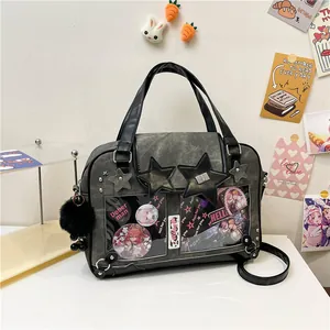Japanese Style Star Transparent Ita Bag Women PU Leather Shoulder Crossbody Bag DIY Anime Display Tote Bag For Girls