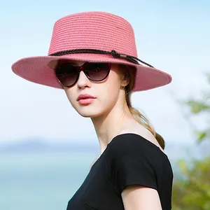 Women Elegant Straw Sun Hat With Decorative Pearl Flower Lace Bow Wide Brim Boater Beach Hat For Summer Travel Lady Vacation