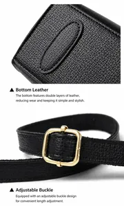 Détail du cuir grainé noir avec boucle dorée et base renforcée pour sac à main de luxe