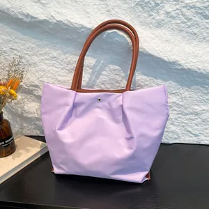 Women Large Capacity Nylon PU Tote Bag Pleated Lightweight Shoulder Bag Waterproof Daily Commute Casual Fashion Handbag