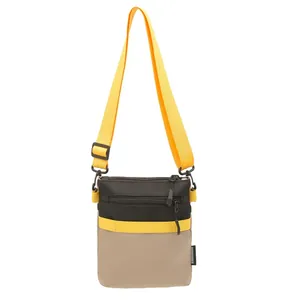 Large capacity nylon shoulder bag with multi-color splicing and adjustable strap