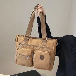 Vintage Large Capacity Nylon Tote Bag Multi-Pocket Waterproof Shoulder Crossbody Bag For Women Men Hiking Fitness Travel