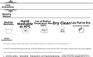 Care instructions for cotton pillowcase with washing symbols and maintenance guidelines