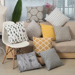 Modern Minimalist Cotton Linen Decorative Throw Pillow Cover Geometric Pattern Square Cushion Case For Sofa Home Decor