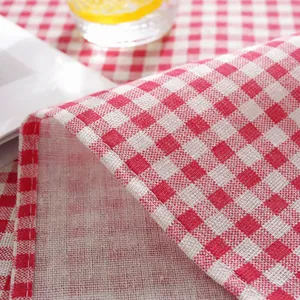 Nappe à carreaux rouge et blanc minimaliste avec bordure cousue de qualité