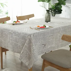 Retro Europese linnen tafelkleed met Engelse krantenprint voor eetkamers en salontafels