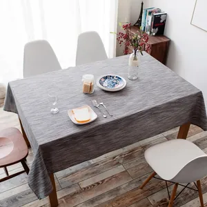 Nappe minimaliste en coton et lin à rayures grises de style japonais sur table