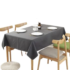 Tovaglia rettangolare in lino grigio scuro impermeabile con trama intrecciata per tavolo