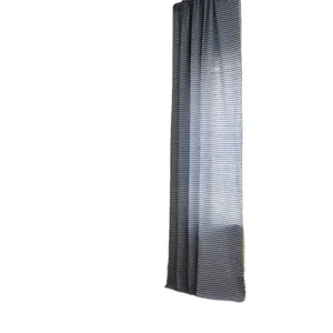 Vertical blue and white striped cotton linen curtain in a minimalist American style