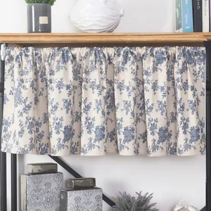 Pastoral Korean Style Short Cafe Curtains Polyester Cotton Floral Plaid Partition Curtains With Lace Trim For Kitchen Cabinet Shelf Decoration