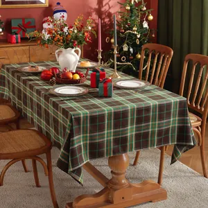 Weihnachten Karo Tischdecke Polyester Baumwolle Mischgewebe Rechteckig Kariert Tischabdeckung Für Feiertag Party Heim Dekoration